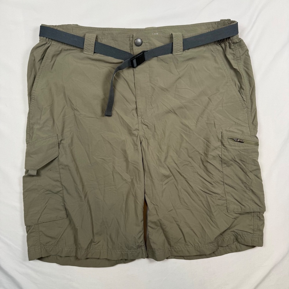 Columbia Omni-Shade Cargo Shorts Mens 40 Sage Green Hiking Fishing with Belt
